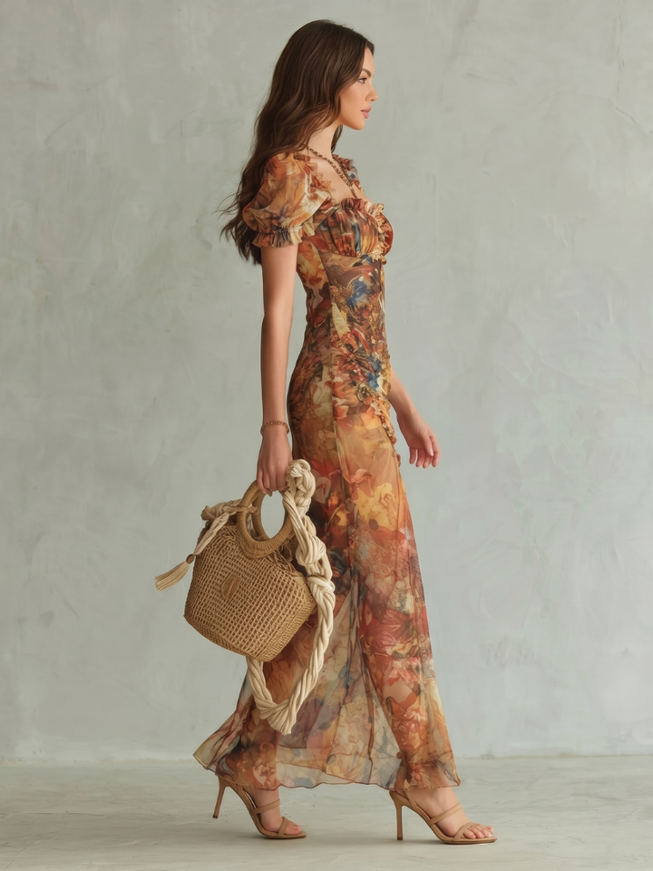 Georgia | Wedding Guest Floral Chiffon Maxi Dress