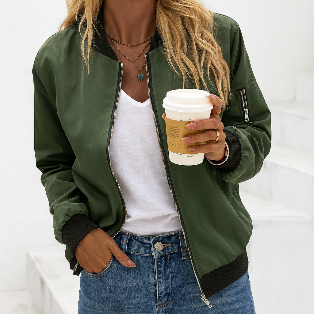 Georgia | Womens Relaxed Fit Zip Bomber Jacket