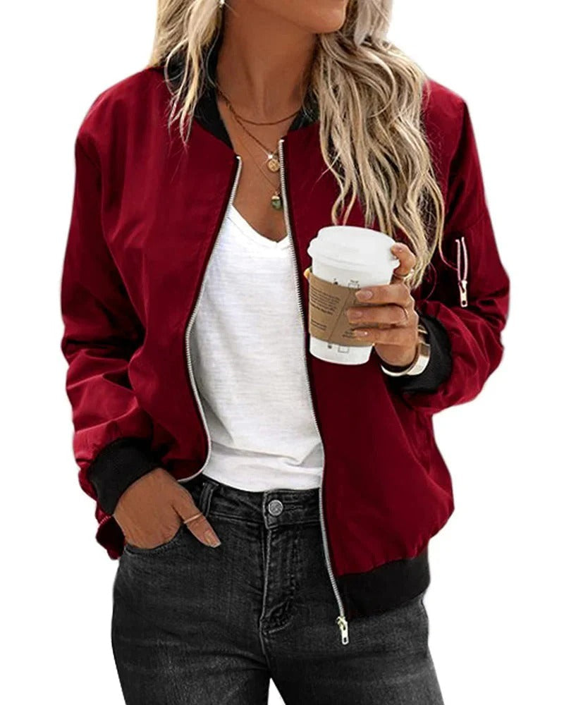 Georgia | Womens Relaxed Fit Zip Bomber Jacket