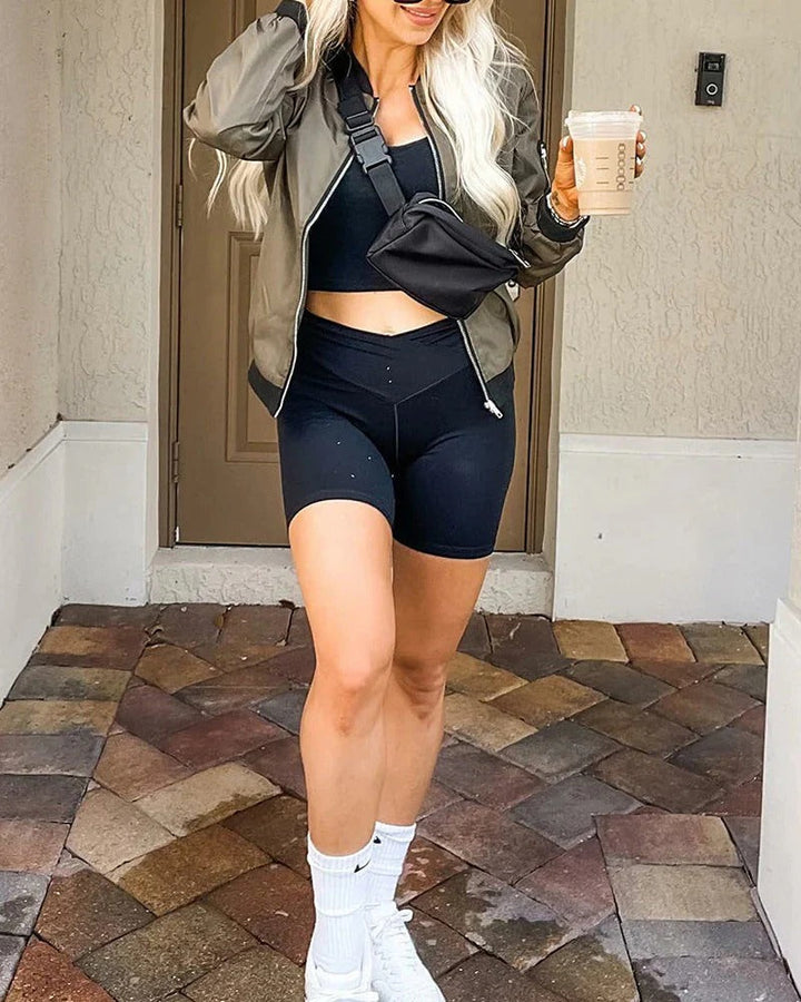 Georgia | Womens Relaxed Fit Zip Bomber Jacket