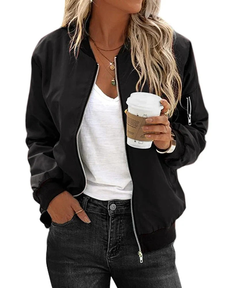 Georgia | Womens Relaxed Fit Zip Bomber Jacket