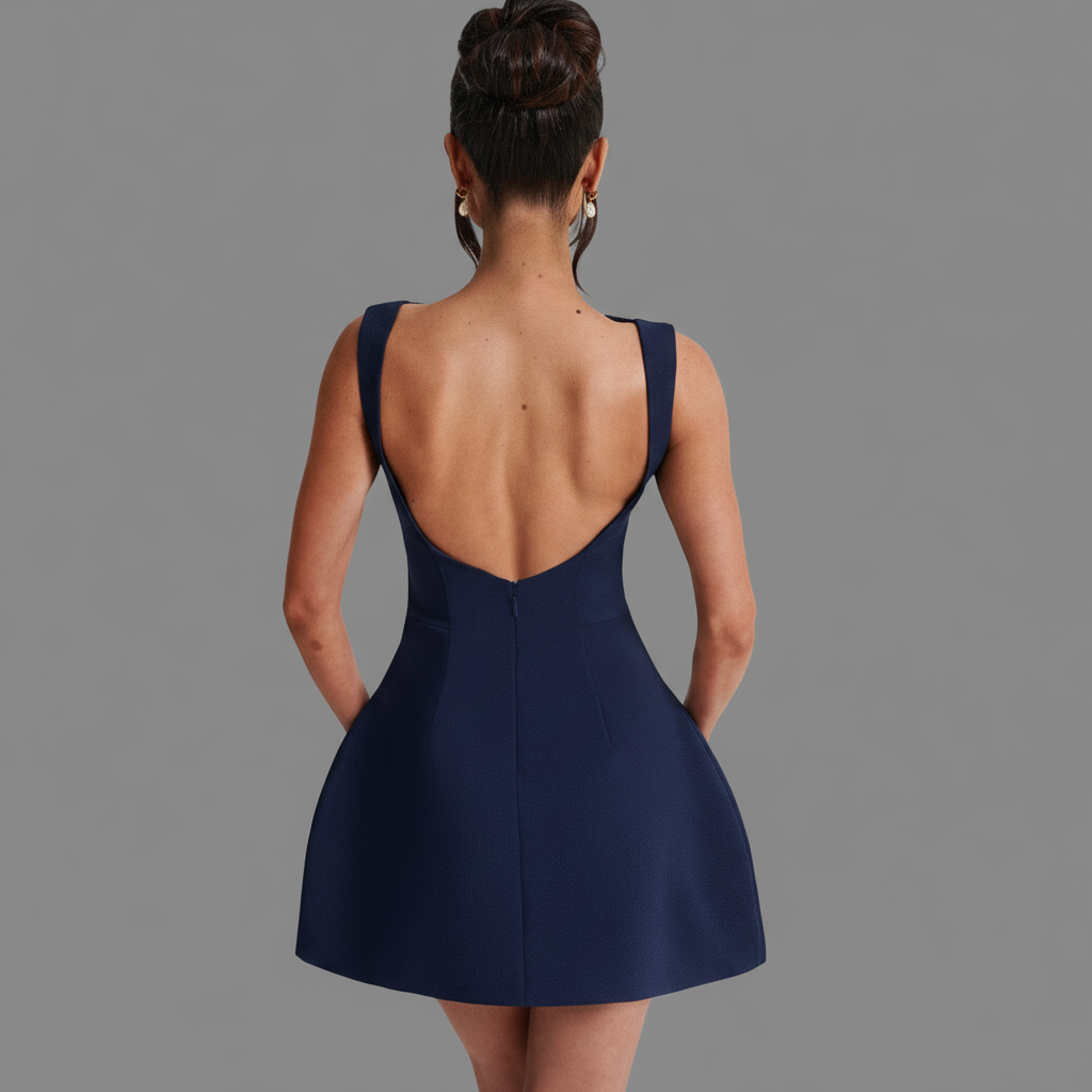 Georgia | Womens Sleeveless Boat Neck A-Line Party Mini Dress