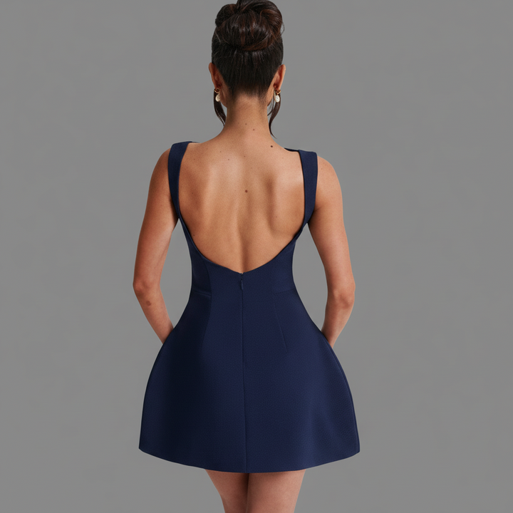 Georgia | Womens Sleeveless Boat Neck A-Line Party Mini Dress