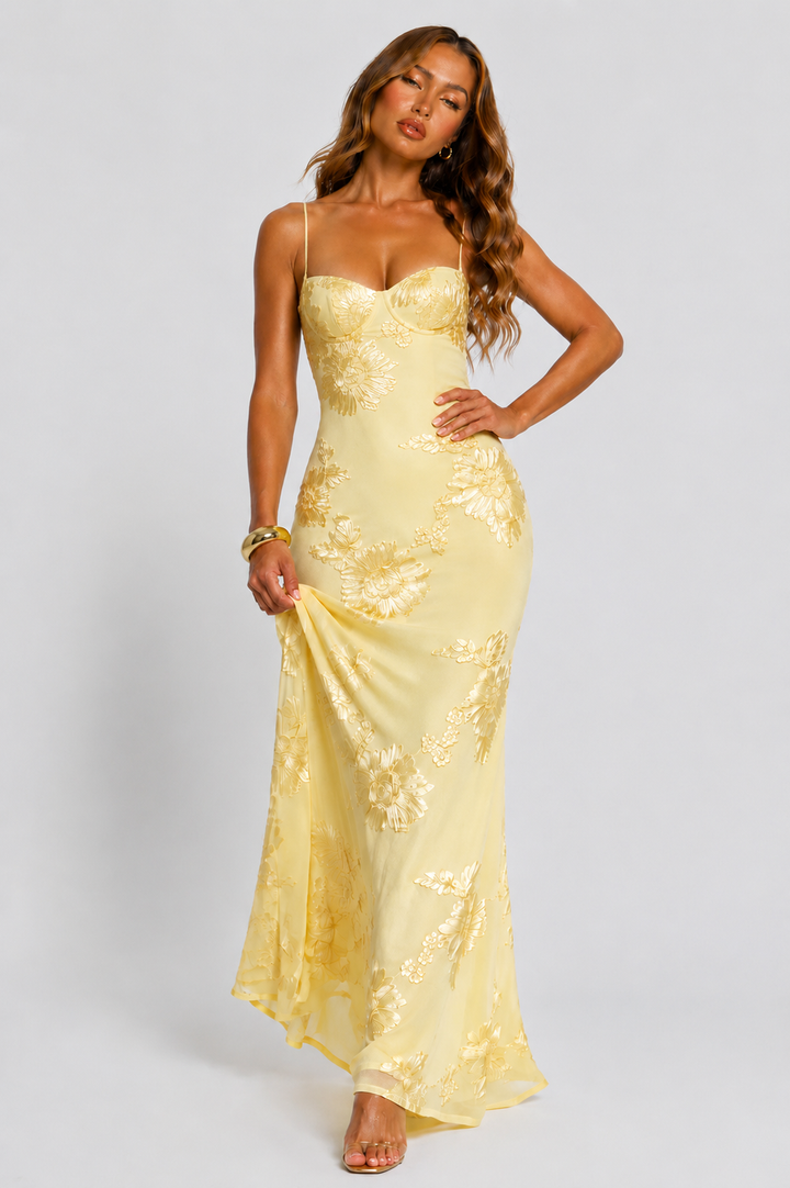 Grace | Sleeveless Wedding Guest Floral Maxi Dress
