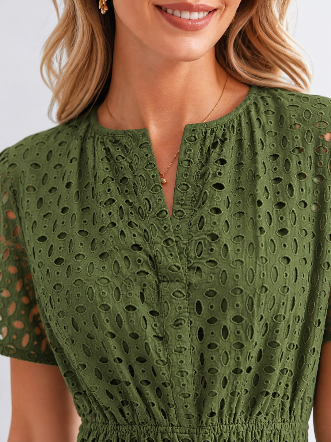 Grace | Smocked Tiered Eyelet Short Sleeve Maxi Dress