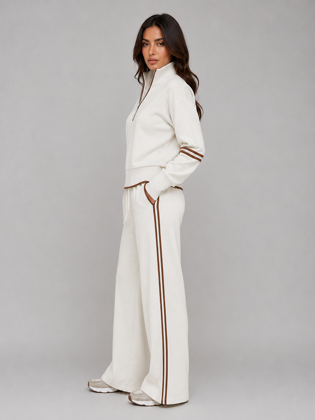 Grace | Womens Relaxed Quarter Zip Collared Sweater