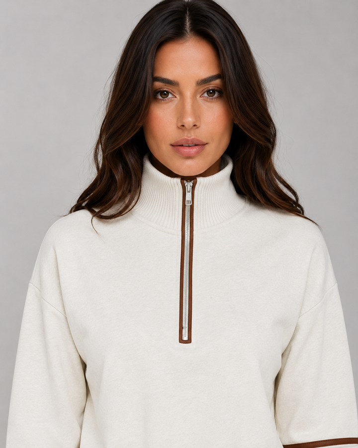 Grace | Womens Relaxed Quarter Zip Collared Sweater