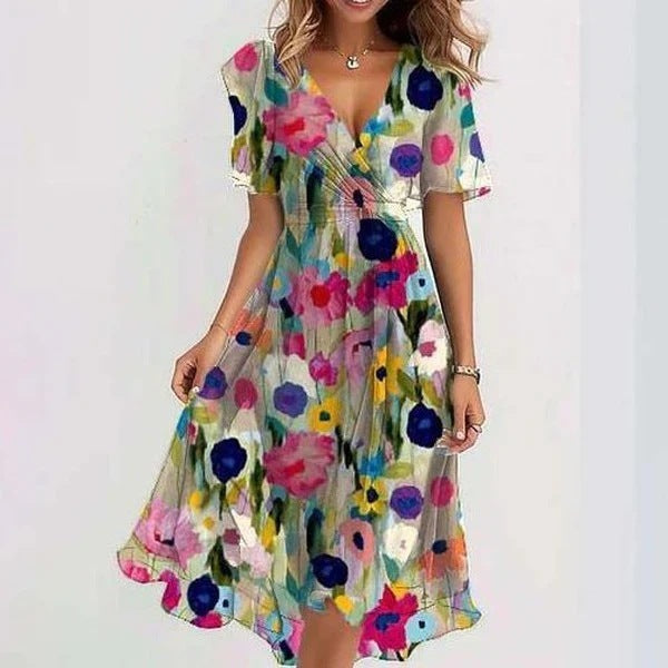Harriet | Wedding Guest Floral Wrap Midi Dress