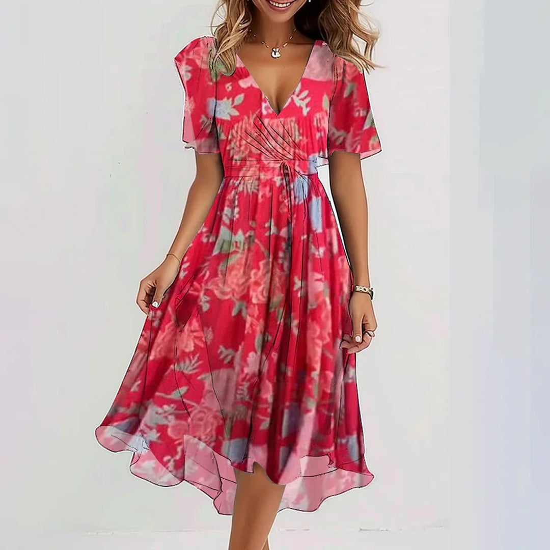 Harriet | Wedding Guest Floral Wrap Midi Dress
