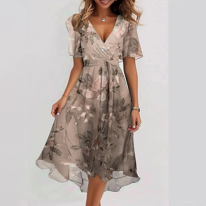 Harriet | Wedding Guest Floral Wrap Midi Dress