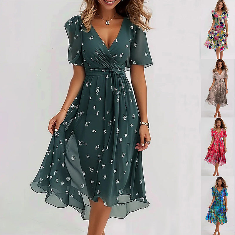 Harriet | Wedding Guest Floral Wrap Midi Dress