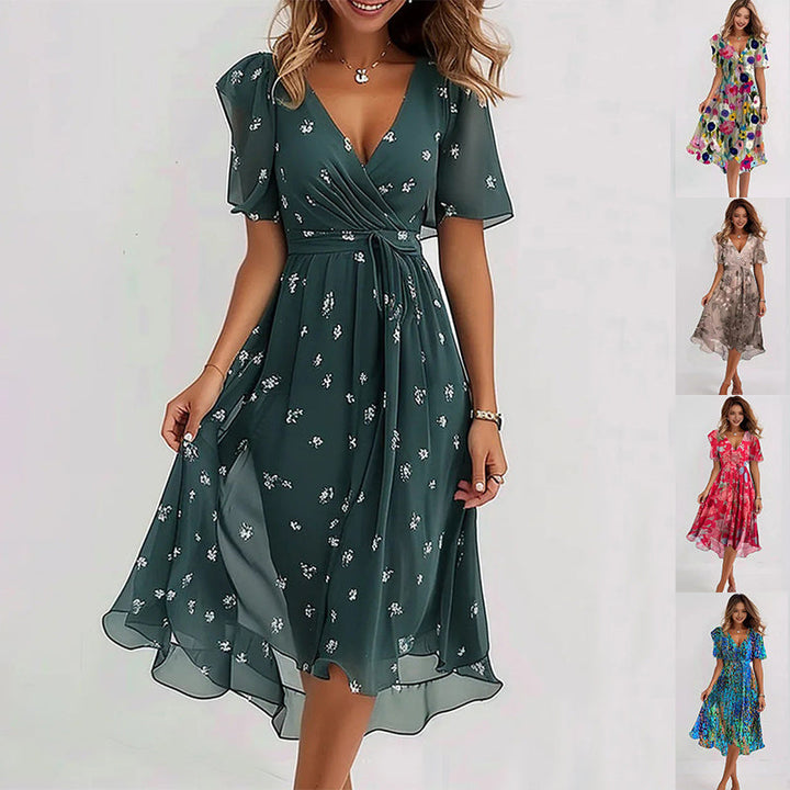 Harriet | Wedding Guest Floral Wrap Midi Dress