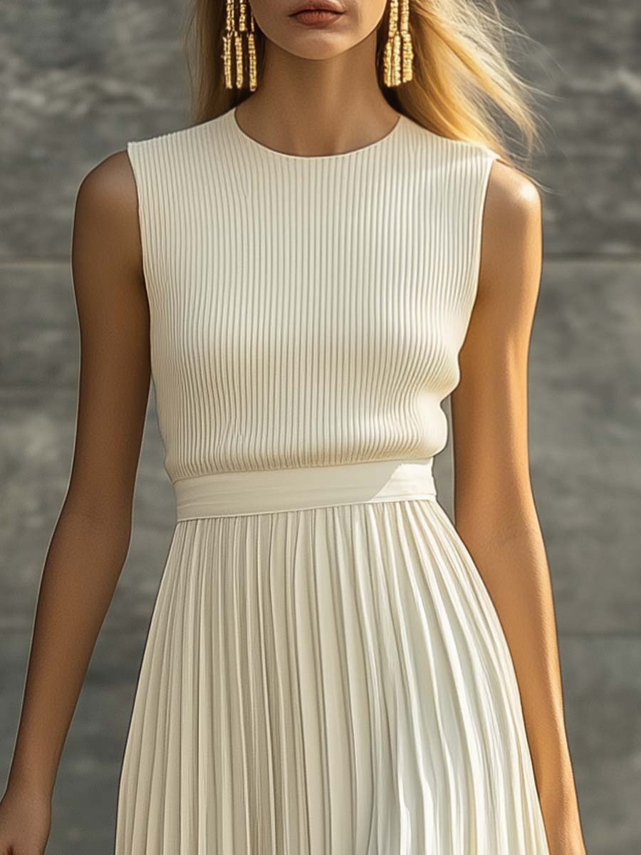 Harriet | Wedding Guest Off White Sleeveless Maxi Dress