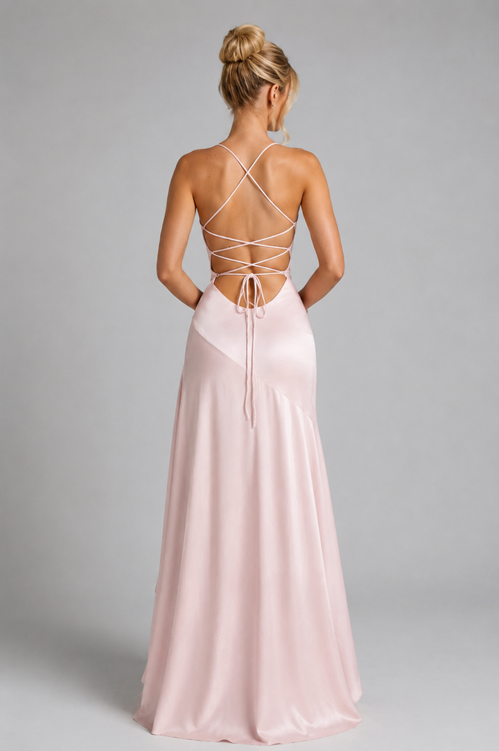 Harriet | Wedding Guest Ruched Satin Maxi Dress