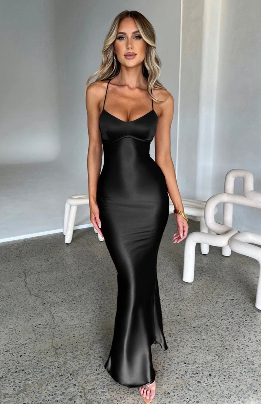 Harriet | Wedding Guest Satin Slip Maxi Dress