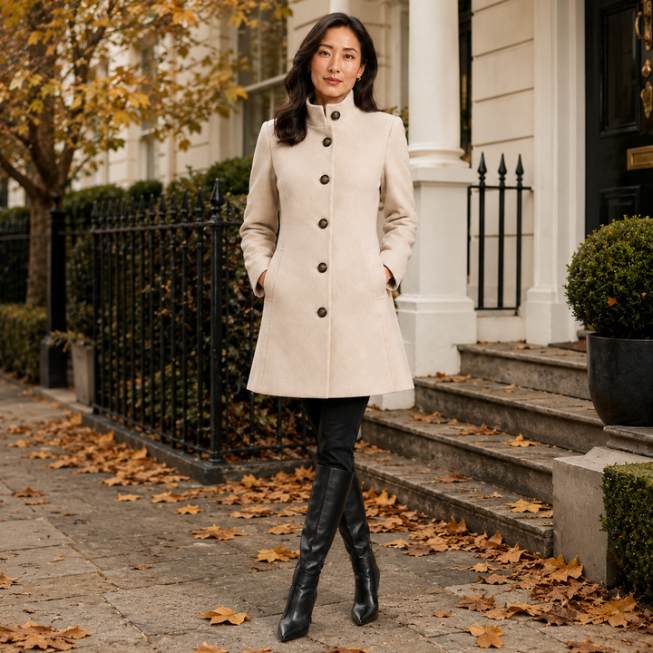 Harriet | Womens A-Line Button Front Collared Coat