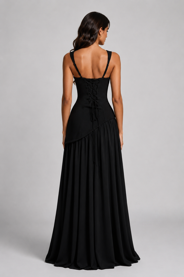 Hattie | Halter Neck Slit Wedding Guest Maxi Dress