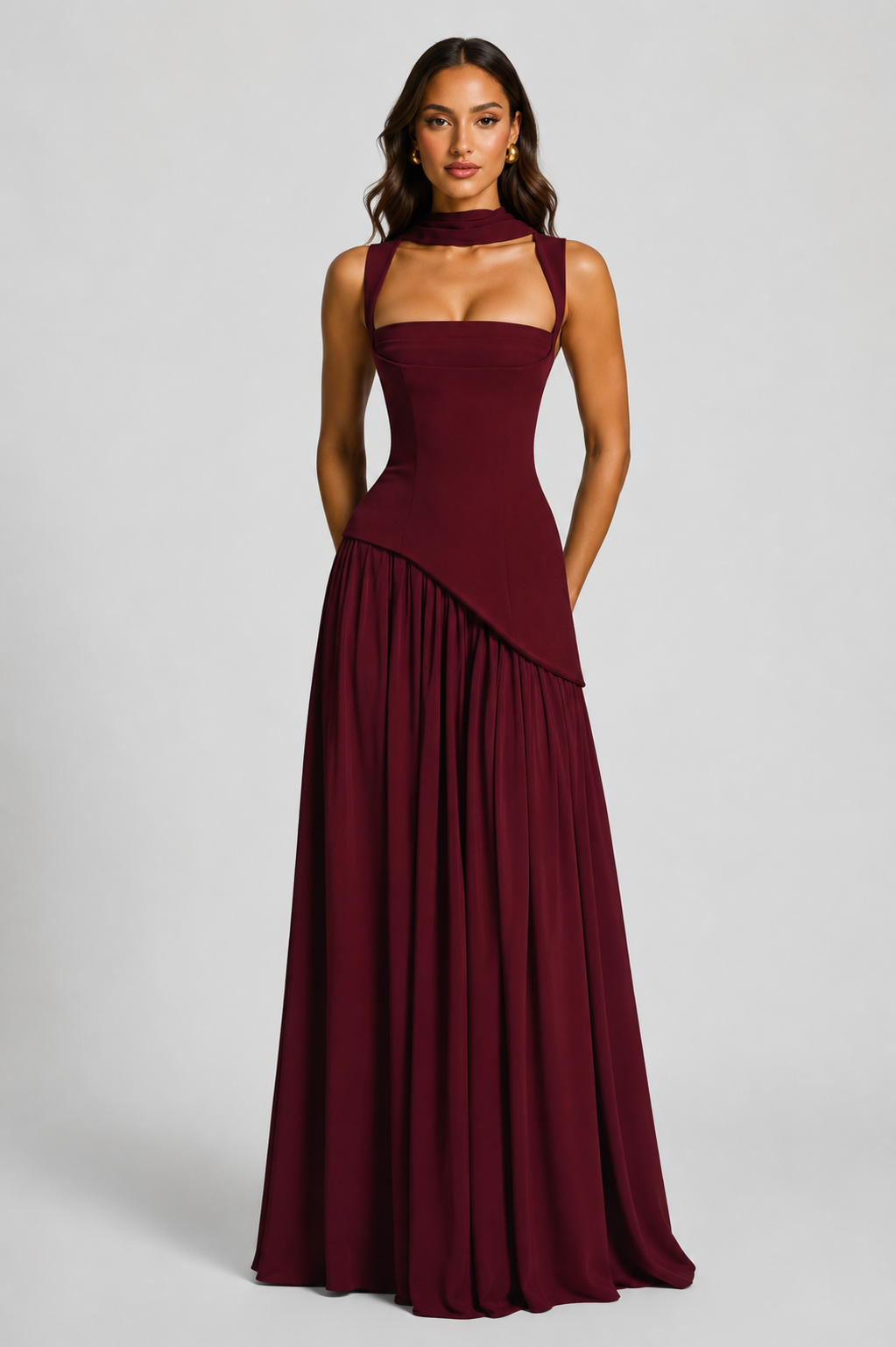 Hattie | Halter Neck Slit Wedding Guest Maxi Dress