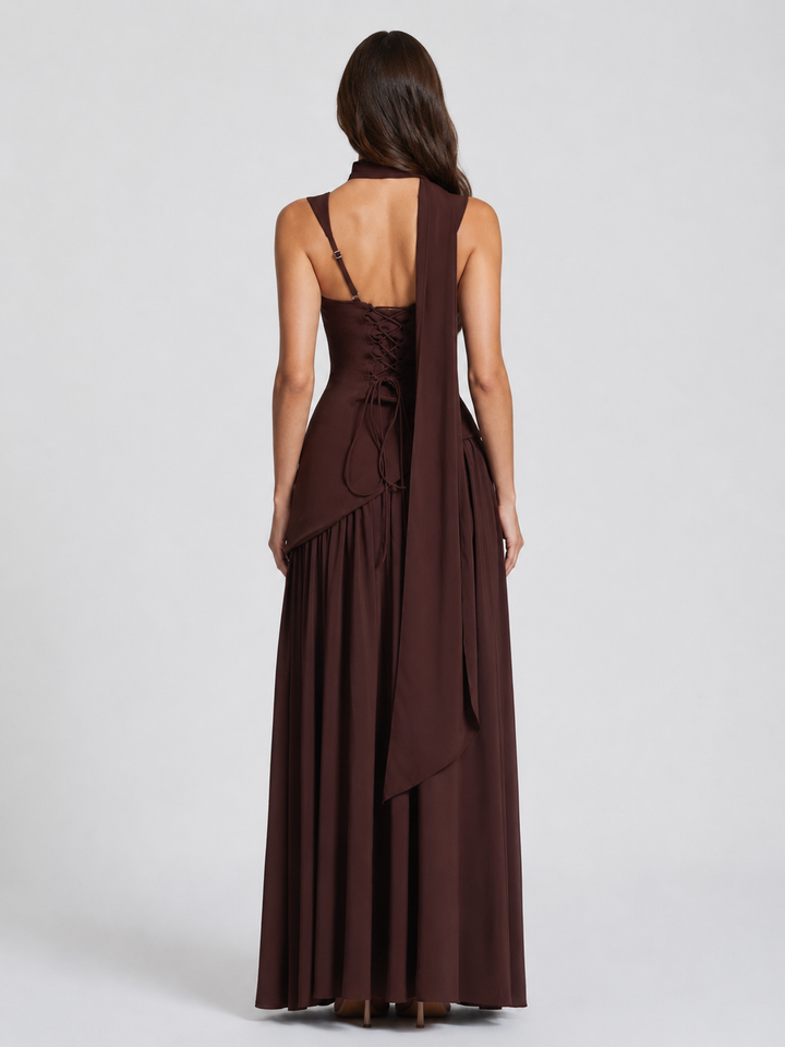 Hattie | Halter Neck Slit Wedding Guest Maxi Dress