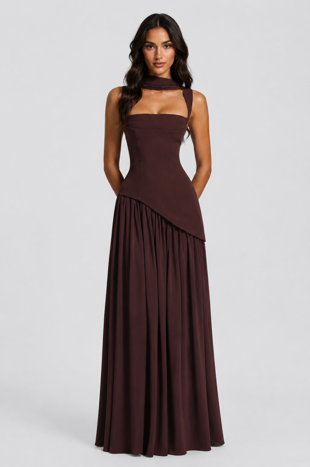 Hattie | Halter Neck Slit Wedding Guest Maxi Dress