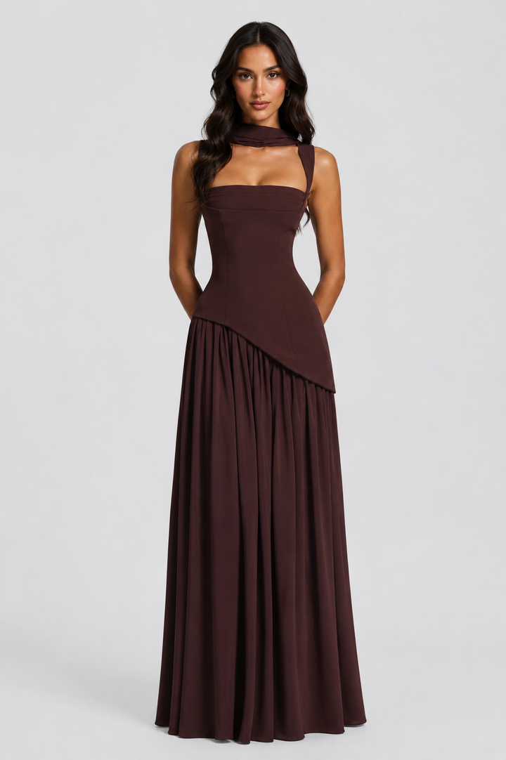 Hattie | Halter Neck Slit Wedding Guest Maxi Dress