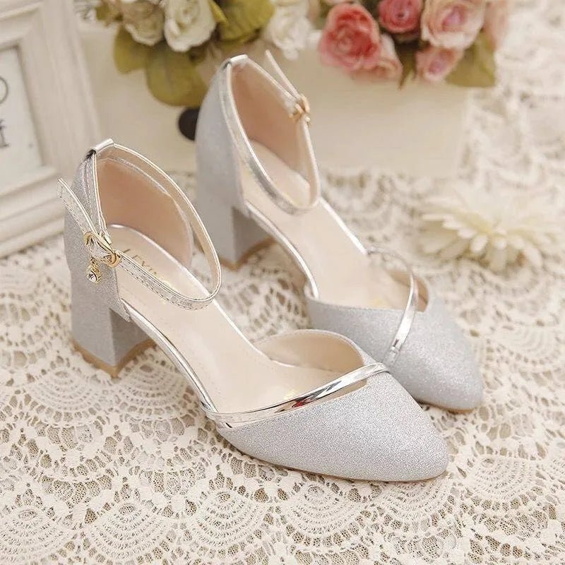 Hattie | Sequin Ankle Strap Block Heel Party Shoes