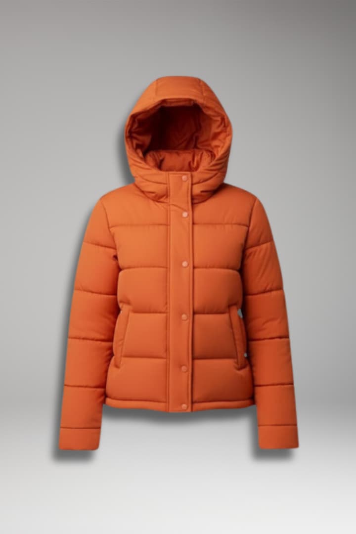 Hattie | Womens Orange Hooded Quilted Puffer Jacket