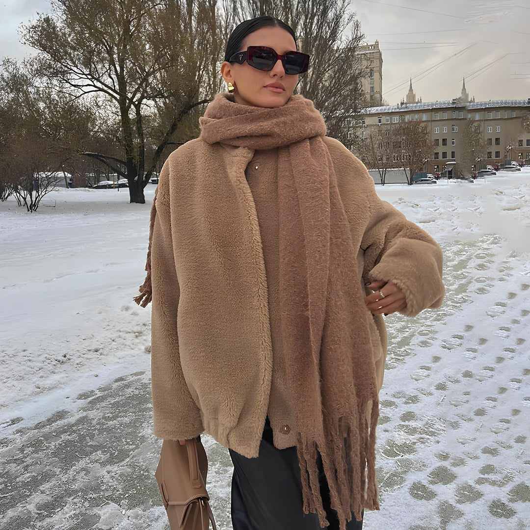Tilly | Oversized Brown Faux Fur Teddy Coat