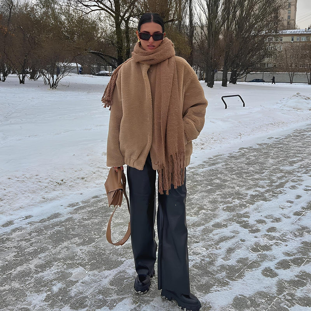 Tilly | Oversized Brown Faux Fur Teddy Coat