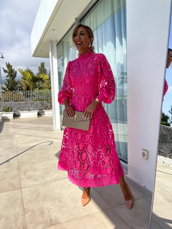 Imogen | Floral Lace Wedding Guest Midi Dress