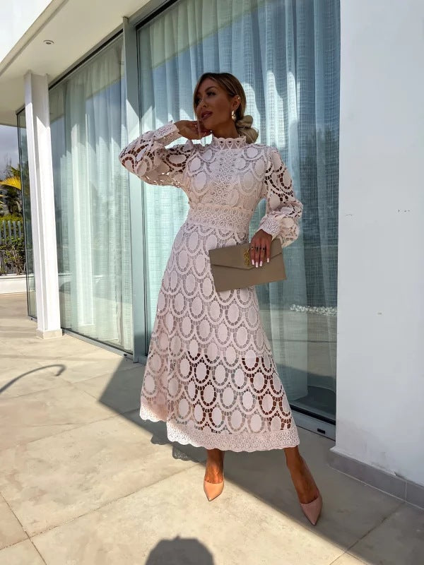 Imogen | Floral Lace Wedding Guest Midi Dress