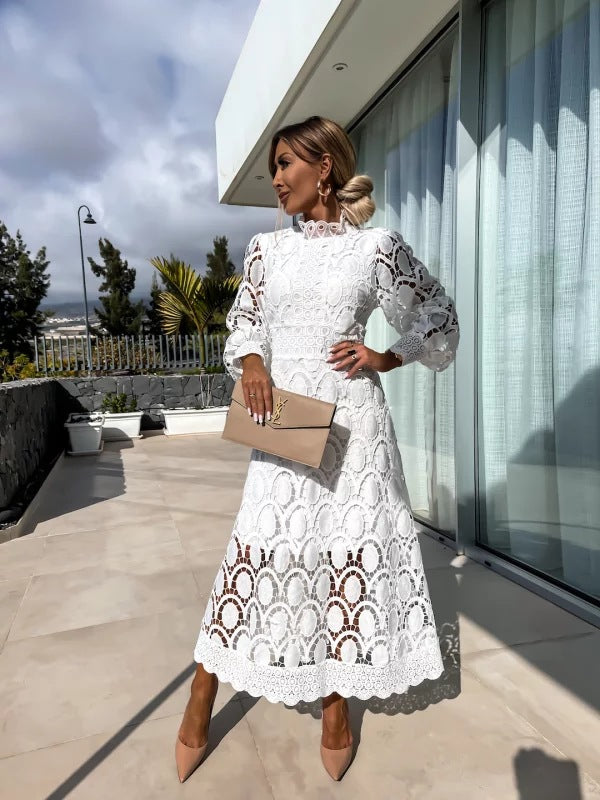 Imogen | Floral Lace Wedding Guest Midi Dress