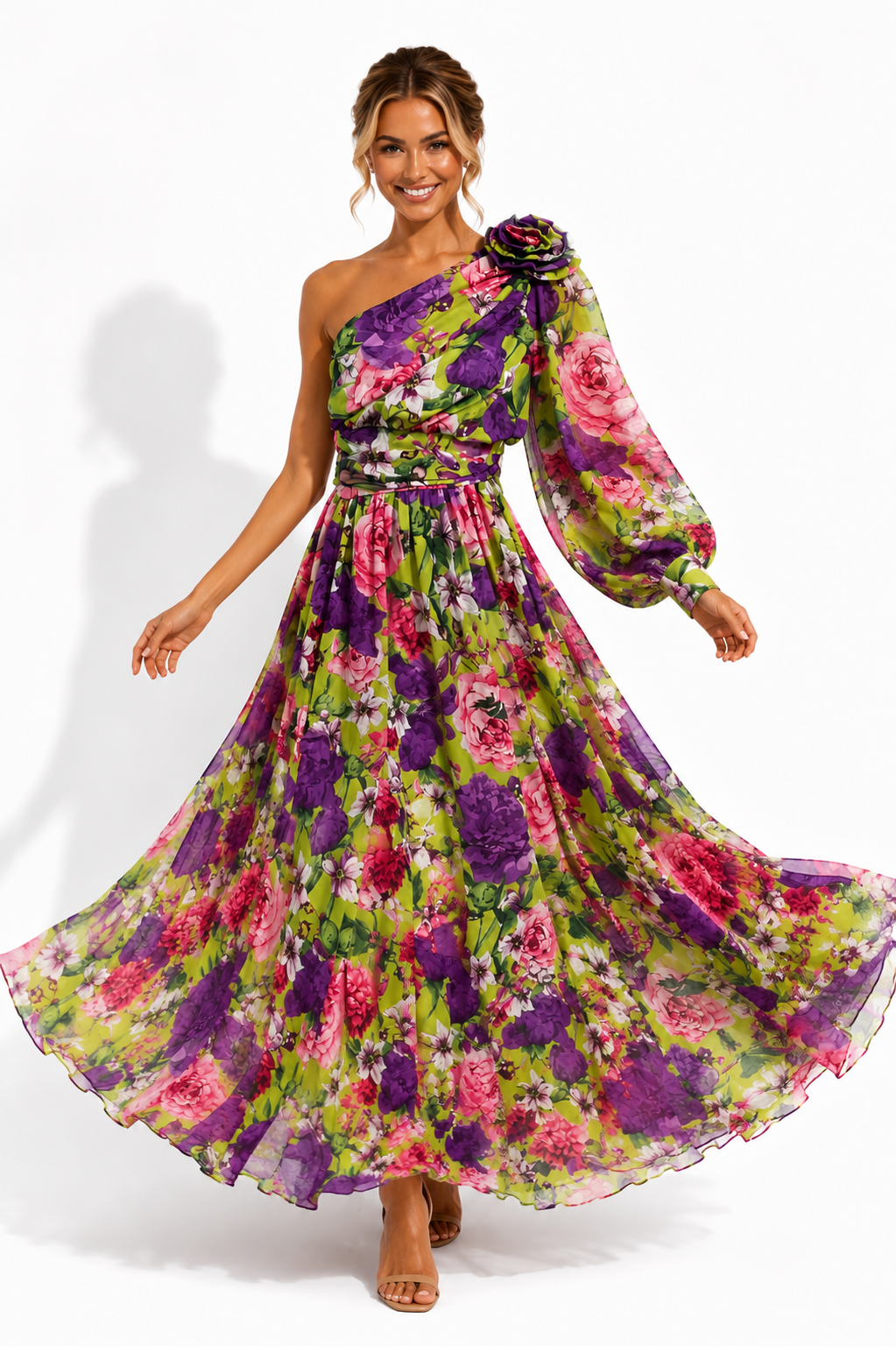 Imogen | Wedding Guest Floral Chiffon Maxi Dress