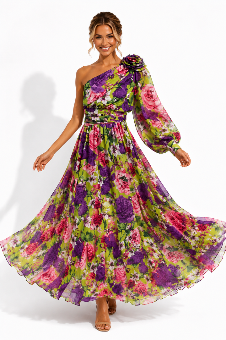 Imogen | Wedding Guest Floral Chiffon Maxi Dress