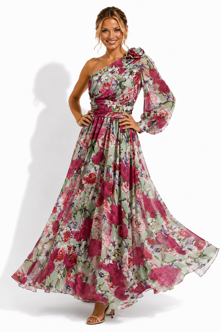 Imogen | Wedding Guest Floral Chiffon Maxi Dress