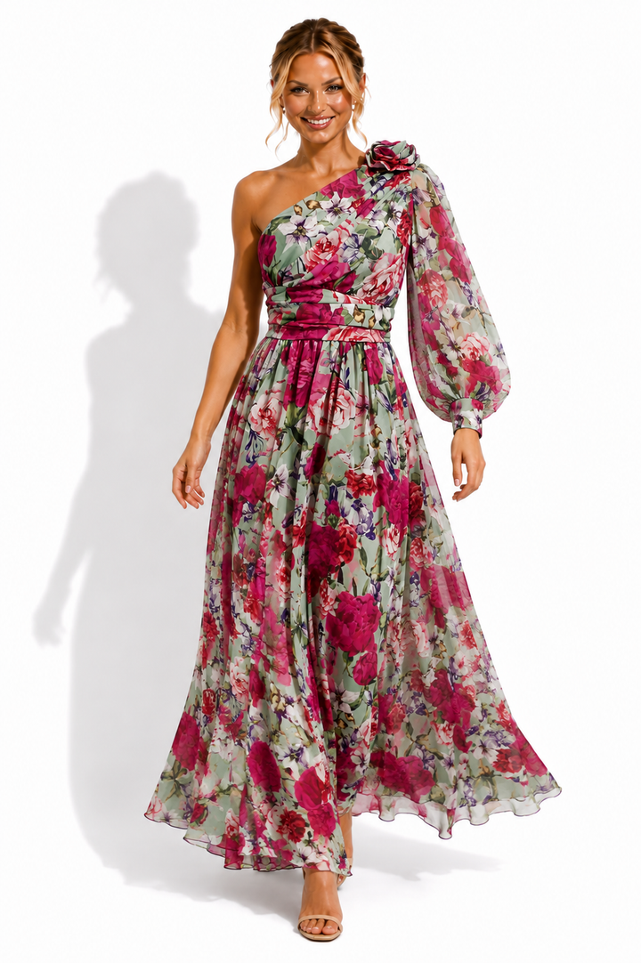 Imogen | Wedding Guest Floral Chiffon Maxi Dress