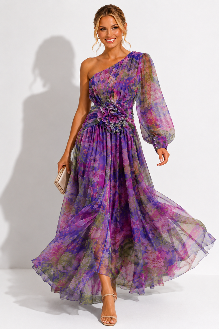 Imogen | Wedding Guest Floral Chiffon Maxi Dress