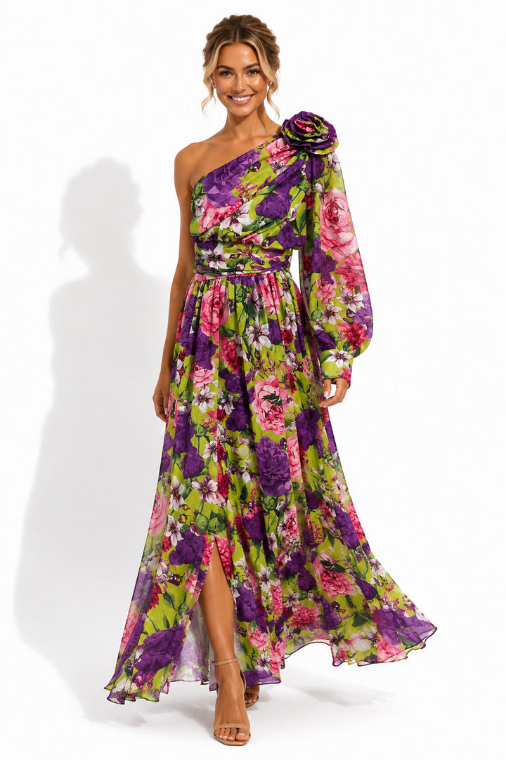 Imogen | Wedding Guest Floral Chiffon Maxi Dress