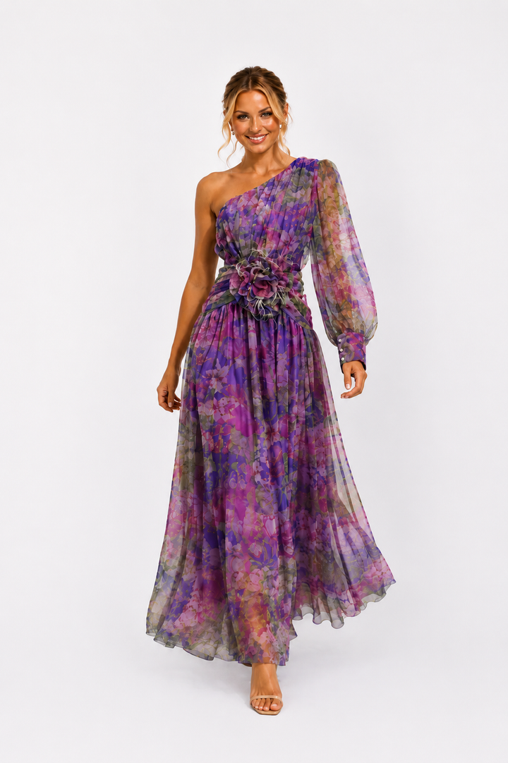 Imogen | Wedding Guest Floral Chiffon Maxi Dress