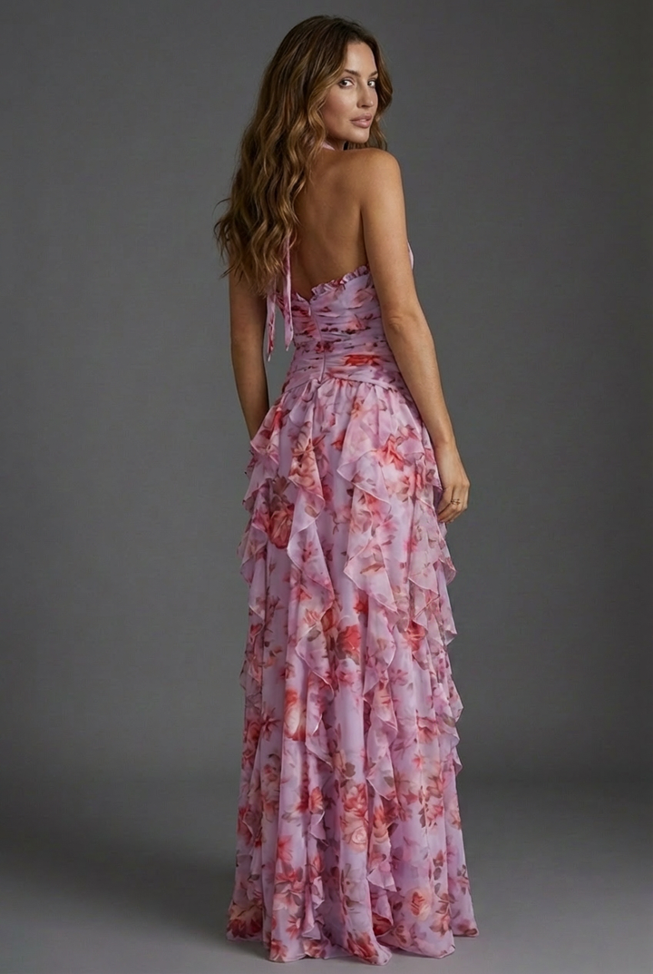 Imogen | Wedding Guest Floral Chiffon Maxi Dress