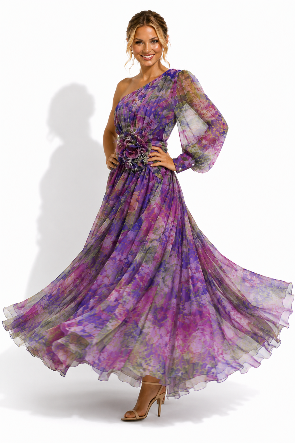 Imogen | Wedding Guest Floral Chiffon Maxi Dress