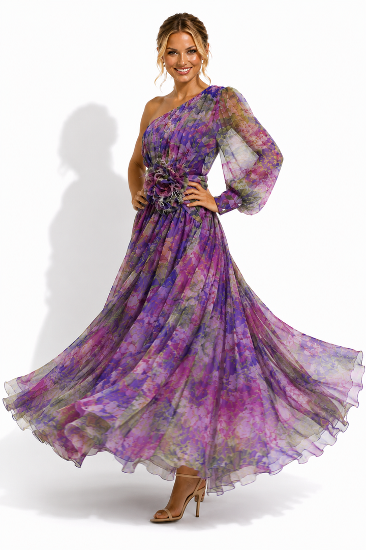 Imogen | Wedding Guest Floral Chiffon Maxi Dress