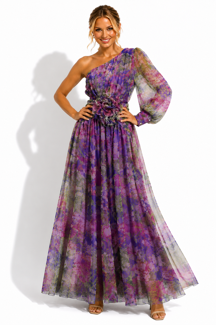 Imogen | Wedding Guest Floral Chiffon Maxi Dress