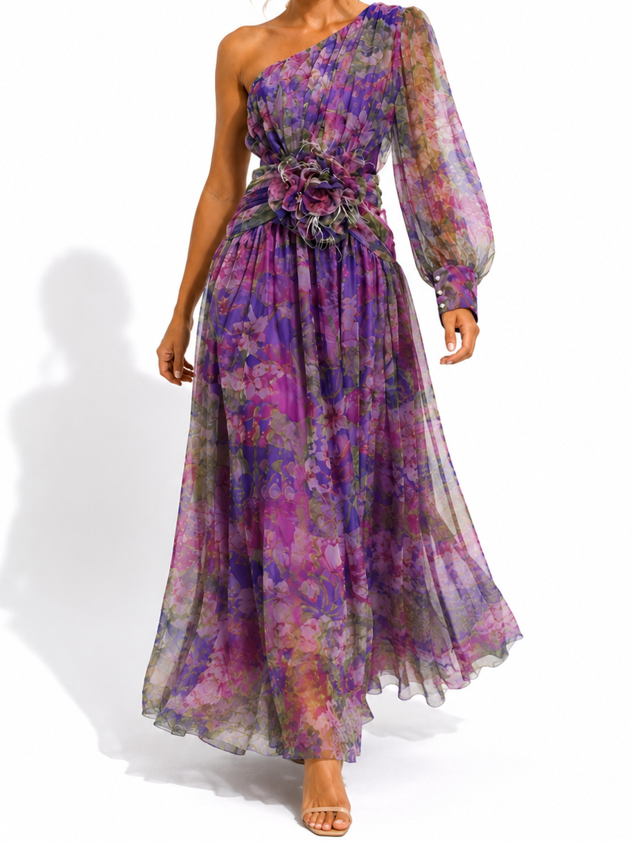 Imogen | Wedding Guest Floral Chiffon Maxi Dress