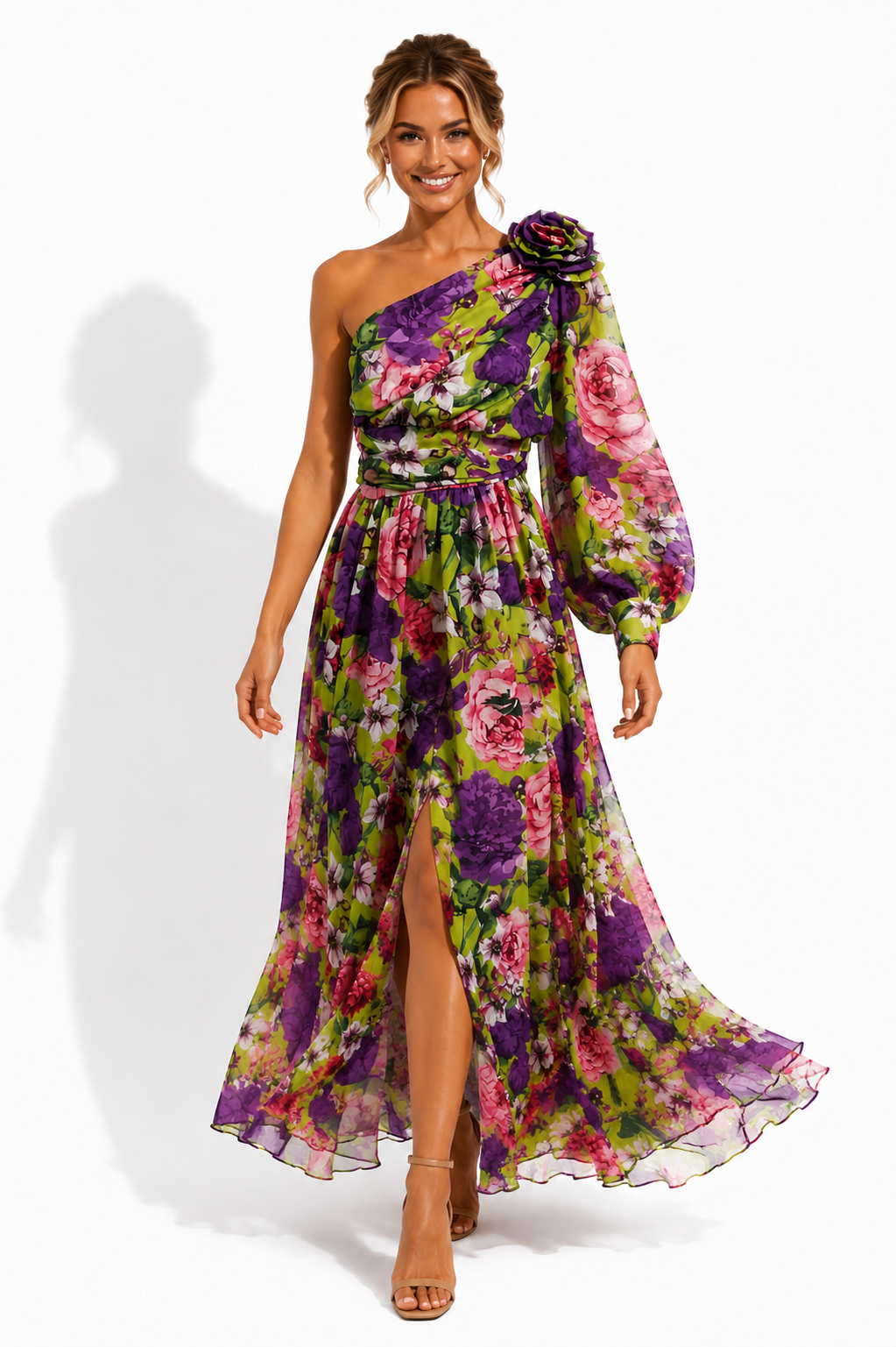Imogen | Wedding Guest Floral Chiffon Maxi Dress