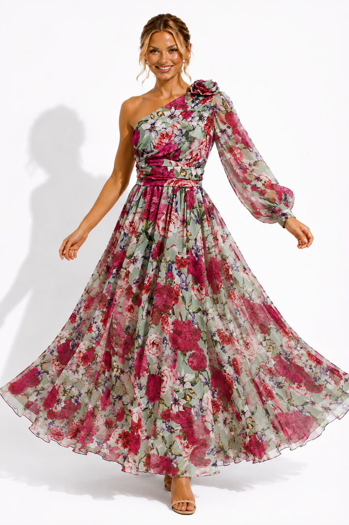 Imogen | Wedding Guest Floral Chiffon Maxi Dress