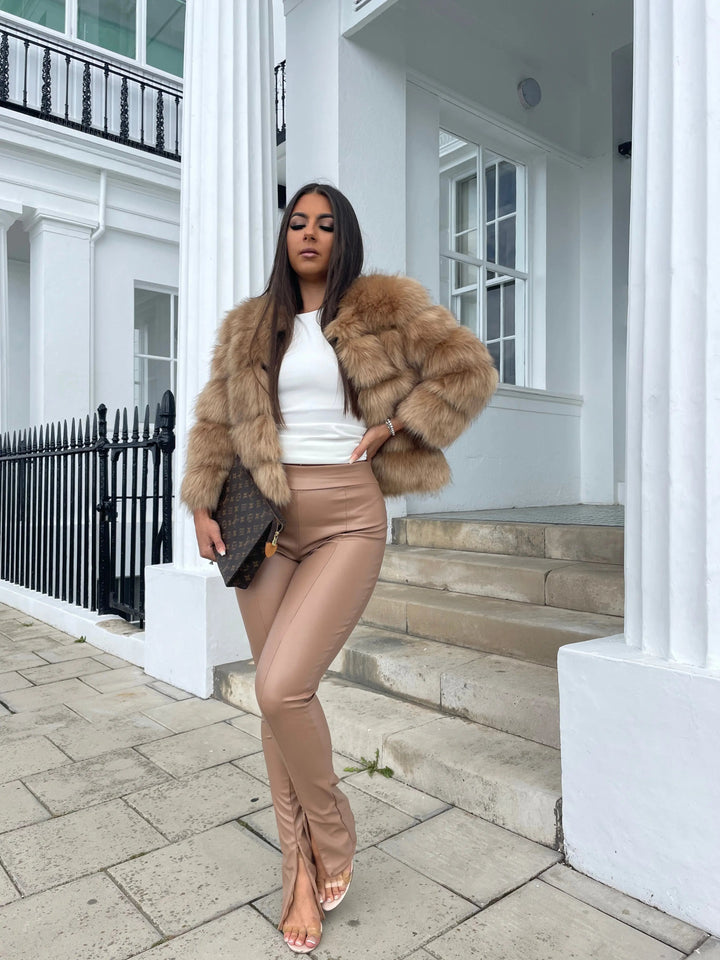 Imogen | Womens Cropped Faux Fur Open Front Jacket