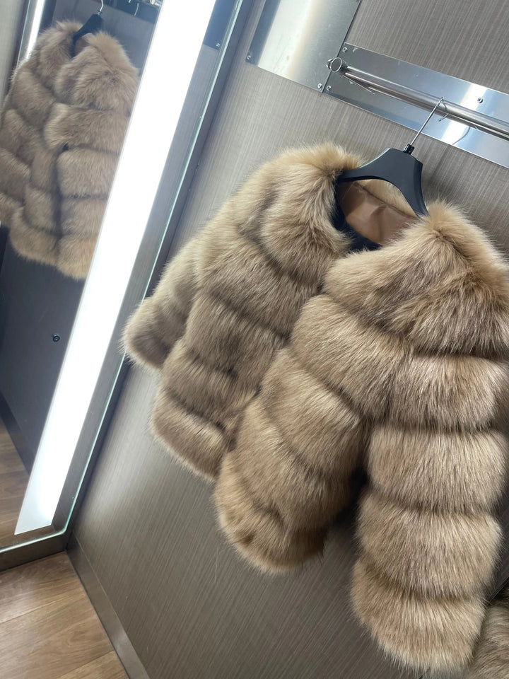 Imogen | Womens Cropped Faux Fur Open Front Jacket