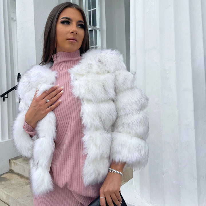 Imogen | Womens Cropped Faux Fur Open Front Jacket