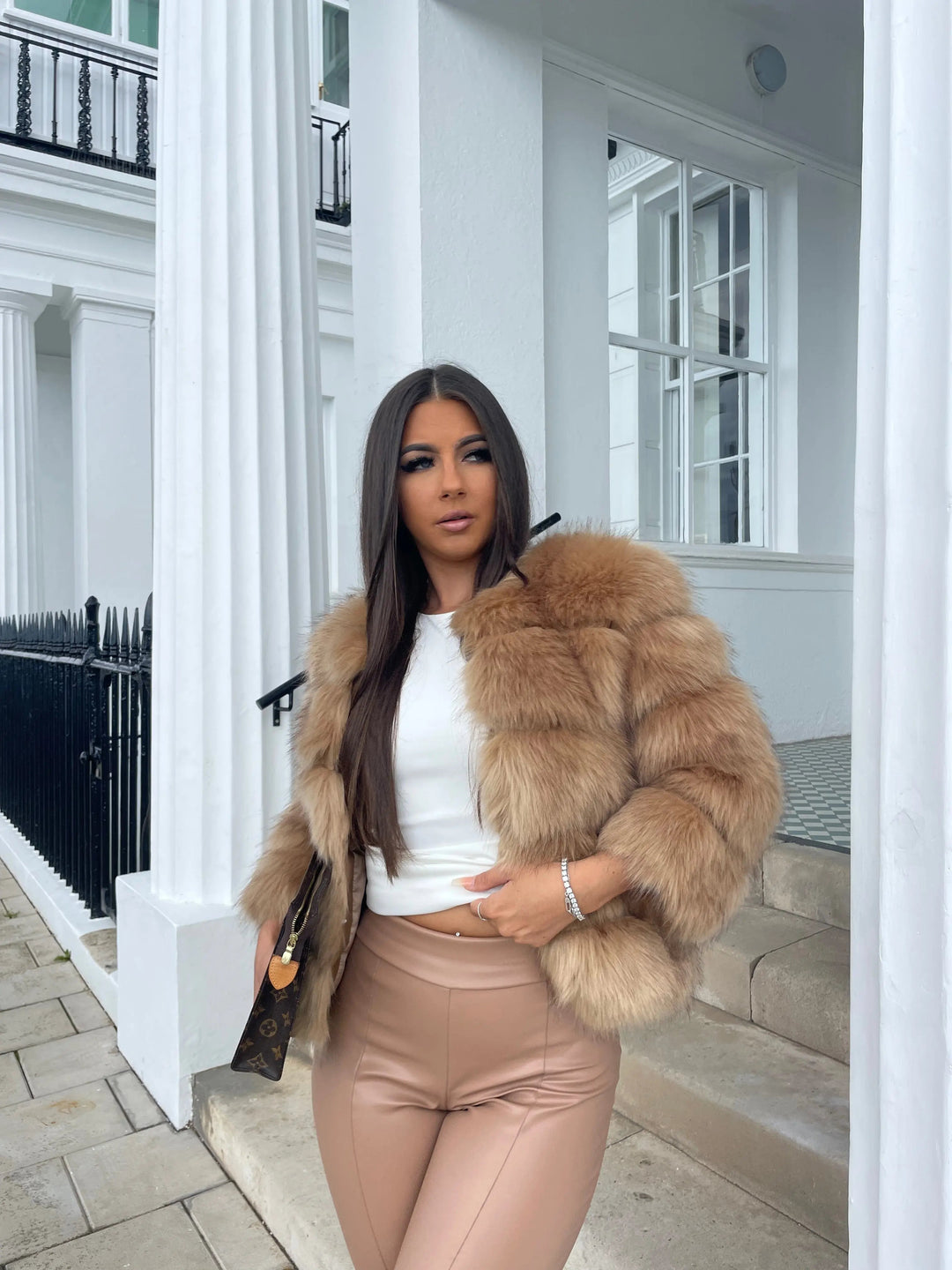 Imogen | Womens Cropped Faux Fur Open Front Jacket